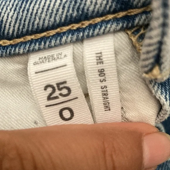 LOFT Straight Leg Jeans with Patchwork and Raw Hem Size 25 - Picture 9 of 9